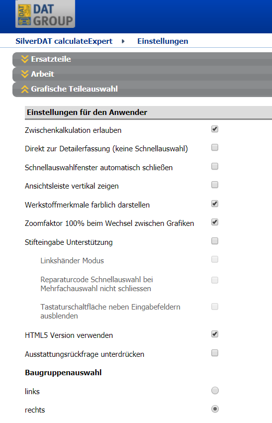 Empfohlene Einstellungen In DAT CalculateExpert – AutoiXpert Kfz ...