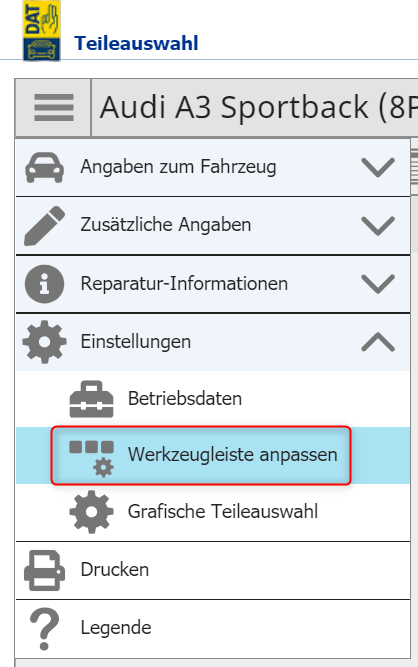 Teileauswahl In Der DAT-Kalkulation – AutoiXpert Kfz-Gutachten Software ...