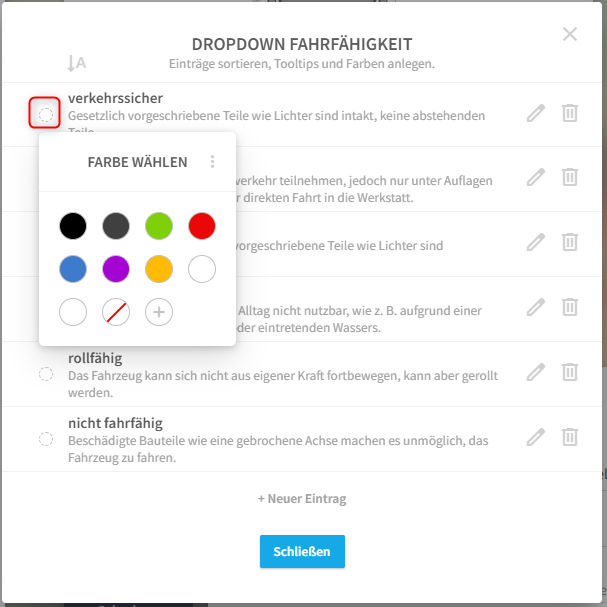 Farbe pro Dropdown-Wert auswählen