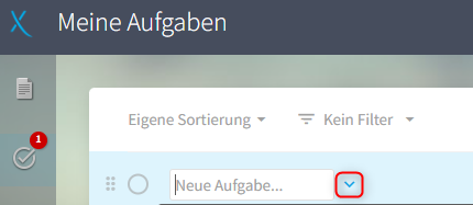 Über Pfeilsymbol Aufgabenvorlagen anlegen